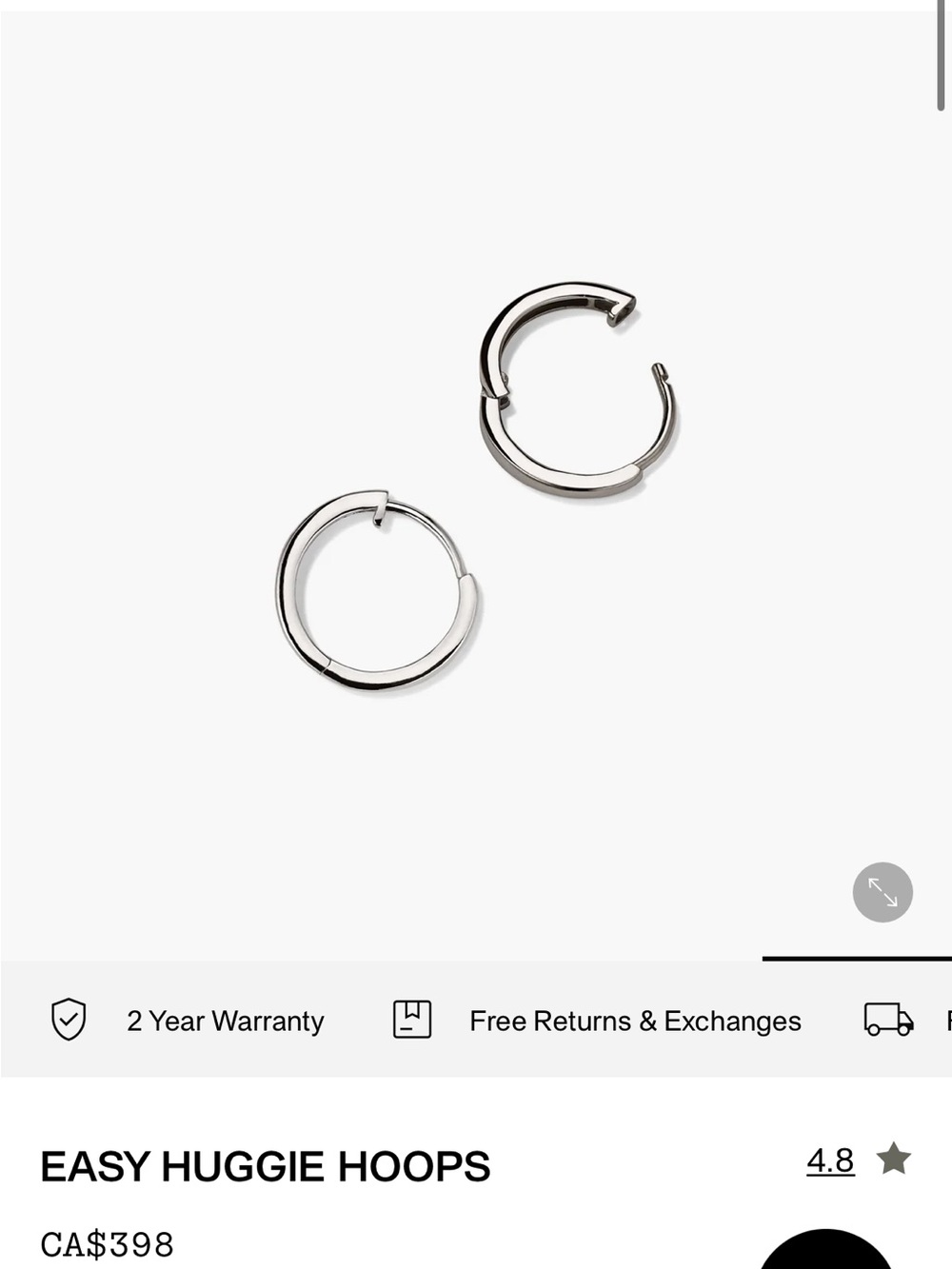Easy Huggie Hoops 14k white gold